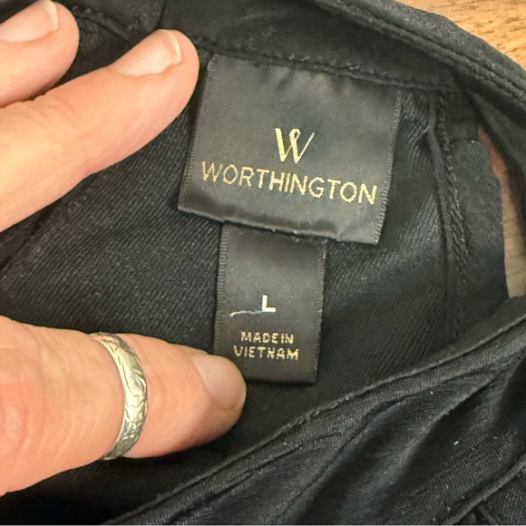 Worthington Black Pleated Mock Neck Sleeveless Blouse Career Chic - Picture 5 of 6